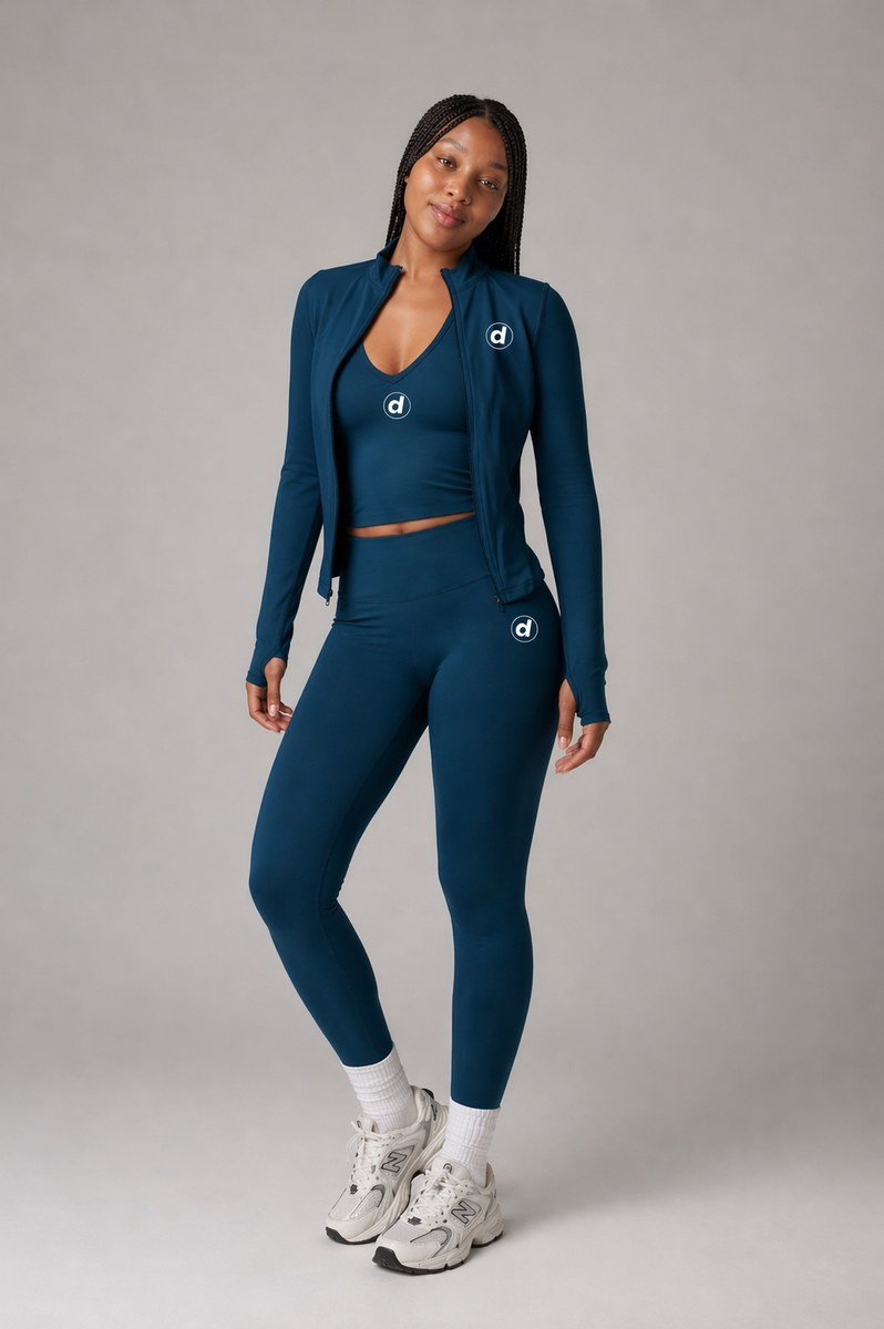 Navy Zip Yoga Set